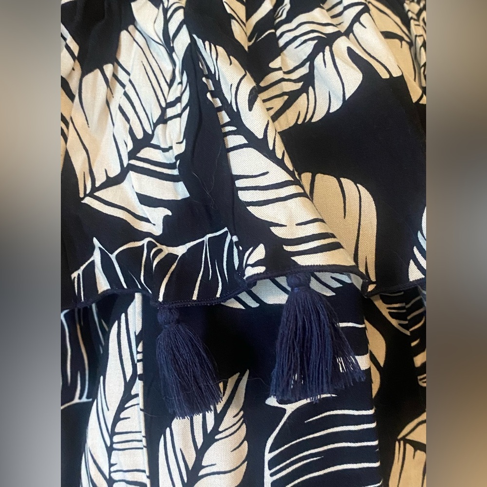 Women’s tropical print top by La Mer Luxe cold shoulder tassel blouse NWT size S - Picture 10 of 10